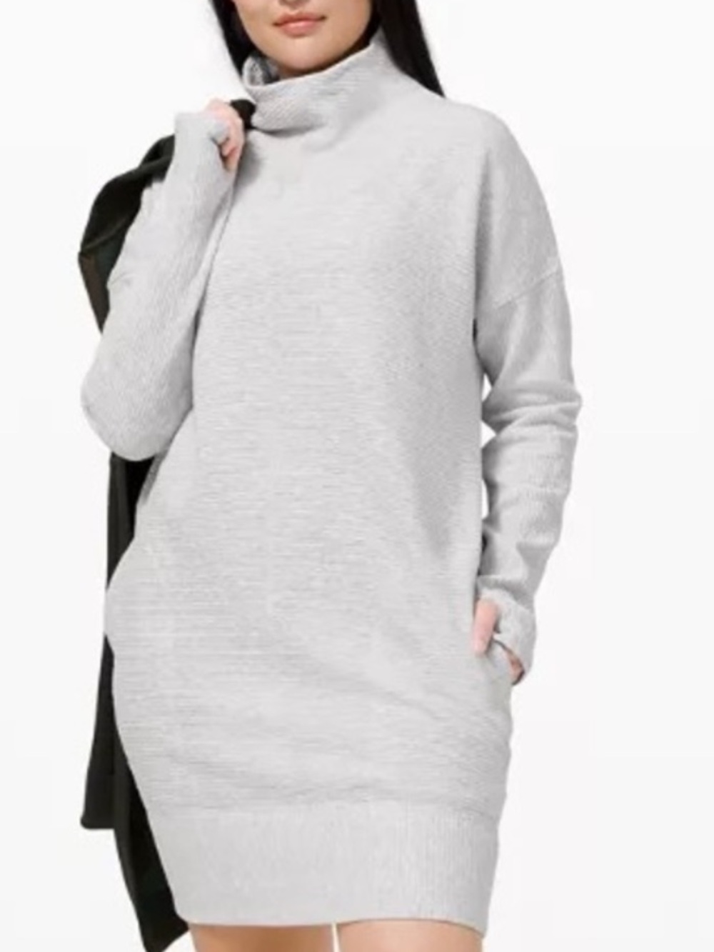 Lululemon Call for Cozy Grey Mock Neck Long Sleeve Sweater Dress / Tunic Size 6